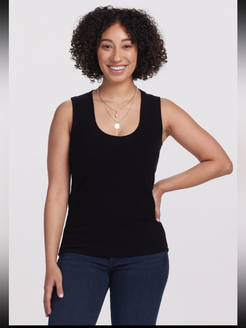 WoolX Sloane Ribbed Tank, Merino Blend, Black Size Medium